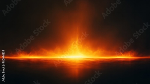 Subtle orange light radiating from the bottom of the frame  casting a faint glow throughout the dark background.