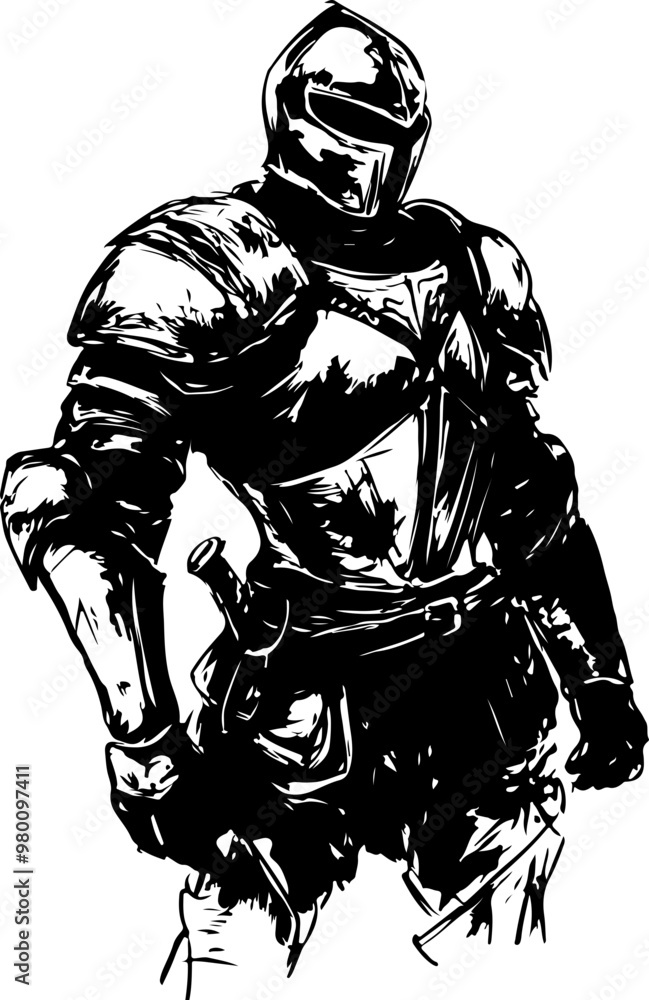 Vector Knight in Armor with Sword Illustration Vector Knight in Armor with Sword Illustration