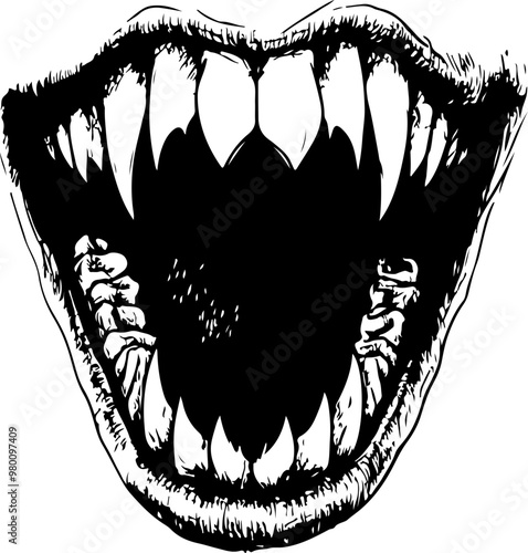Vector Illustration of an Aggressive Open Mouth