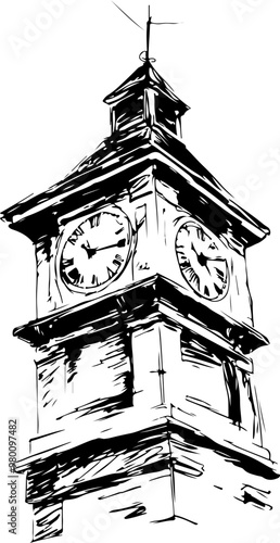 Vector Illustration of a Classic Clock Tower Design