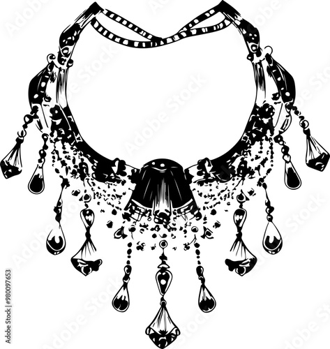 Elegant Vector Necklace with Decorative Droplets