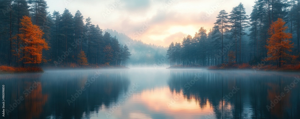 Misty Lake in the Forest Misty Lake in the Forest