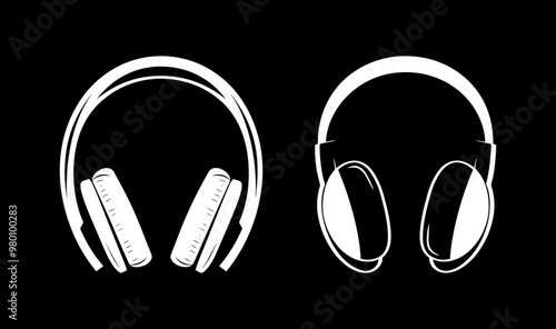 white logo of headphones on a black background