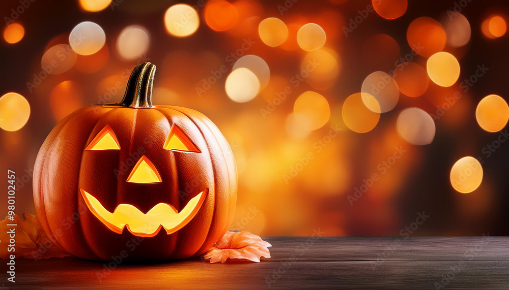 Halloween image with space for text using happy colors and a carved pumpkin Halloween image with space for text using happy colors and a carved pumpkin