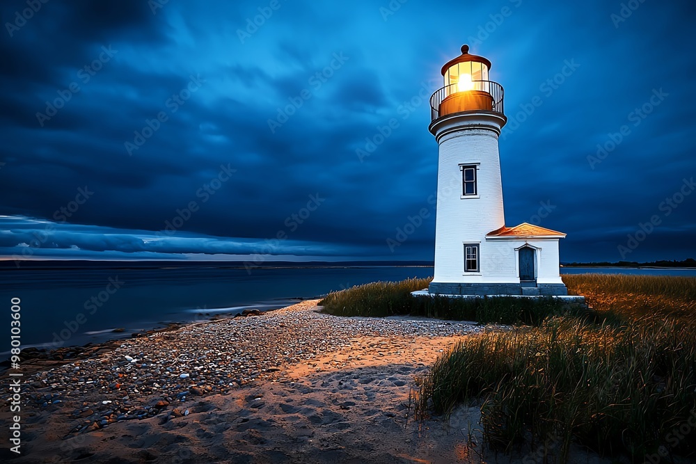 A ghostly lighthouse, where the keeper has long disappeared, but the light still shines A ghostly lighthouse, where the keeper has long disappeared, but the light still shines