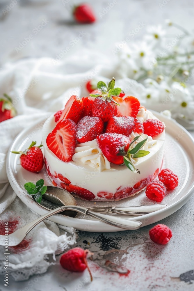 Fresh Strawberry Dessert with Cream Fresh Strawberry Dessert with Cream