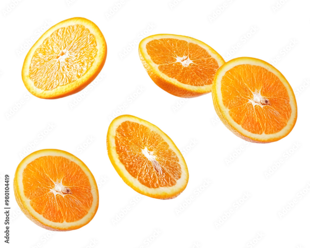 Slices of orange on transparent background Slices of orange on transparent background
