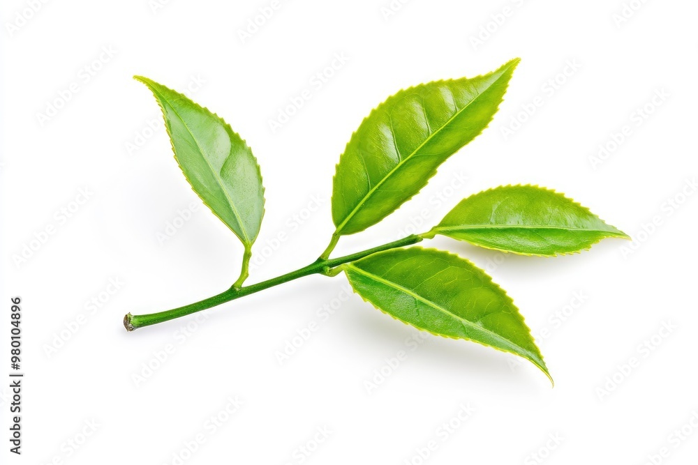 Green tea leaf isolated on white background, ai Green tea leaf isolated on white background, ai