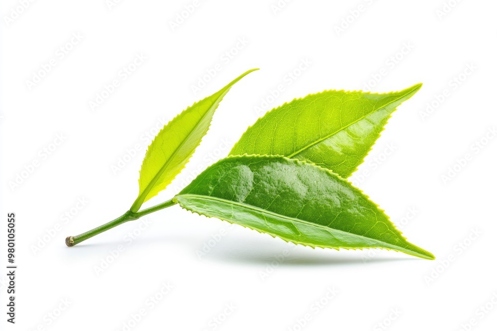 Green tea leaf isolated on white background, ai Green tea leaf isolated on white background, ai