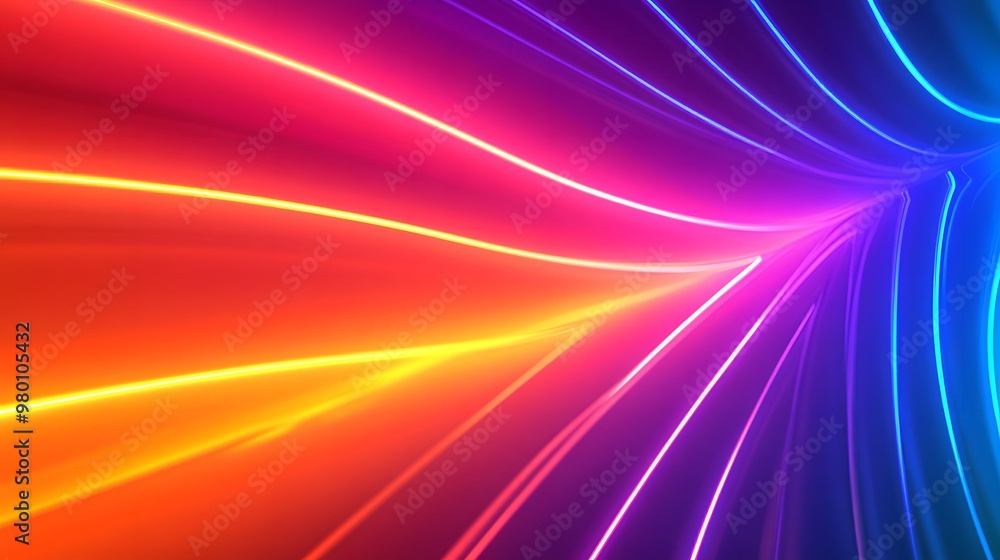 Abstract Neon Lights Forming a Curved Shape Abstract Neon Lights Forming a Curved Shape