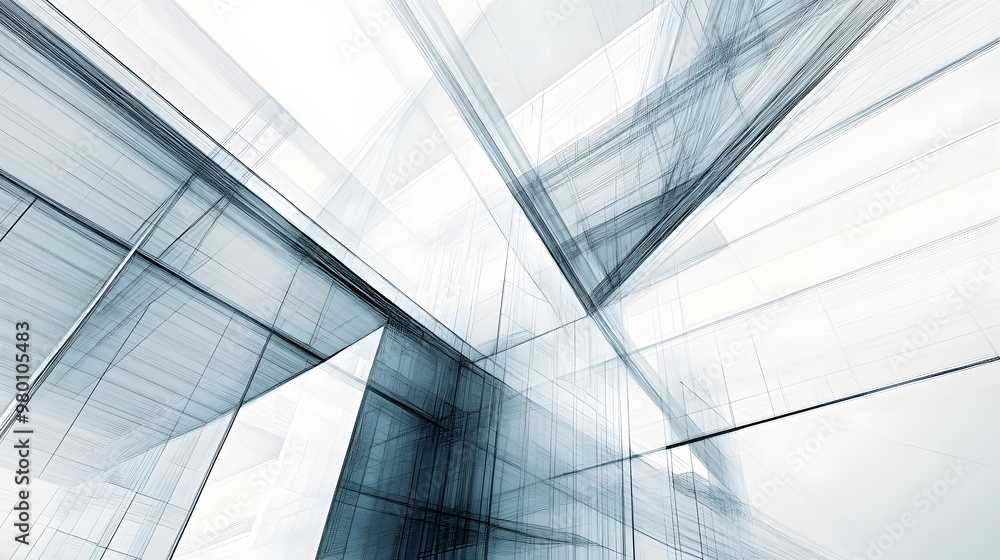Abstract Architectural Structure with Lines and Glass Panels Abstract Architectural Structure with Lines and Glass Panels