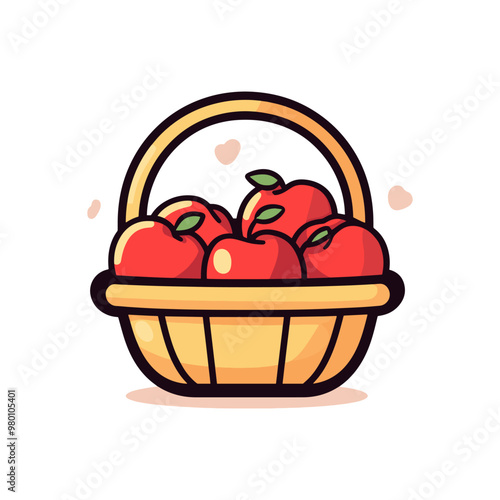 Full Basket of Apples Icon Representing Harvest Season, Fresh Produce, and Autumn Agriculture