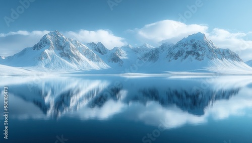 Wallpaper Mural Snowy Mountain Reflection in a Calm Lake Torontodigital.ca