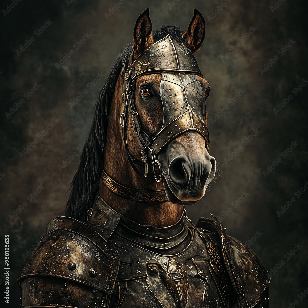 Medieval Fantasy: An Anthropomorphic Horse in Knight Armor Medieval Fantasy: An Anthropomorphic Horse in Knight Armor
