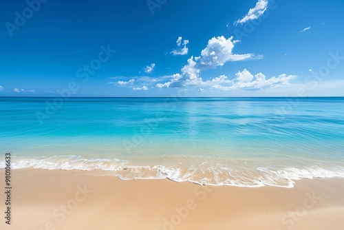 Fototapeta Naklejka Na Ścianę i Meble -  Beautiful blue beach with clean water and blue sky