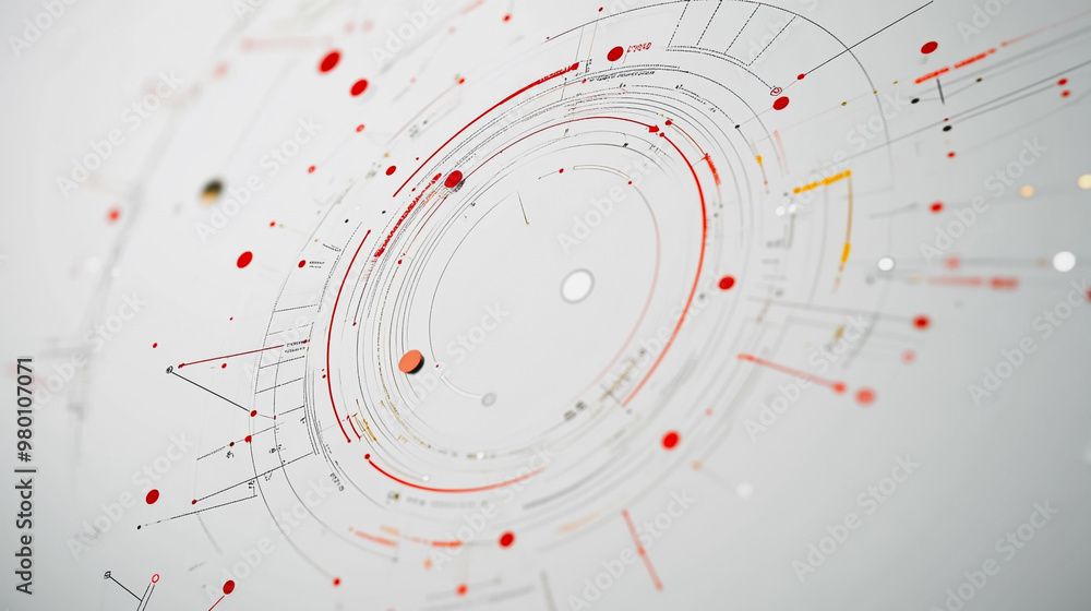 Abstract white background with Colorful circle lines. Digital future technology . Abstract business connection of lines from nodes innovation of communication in the network.