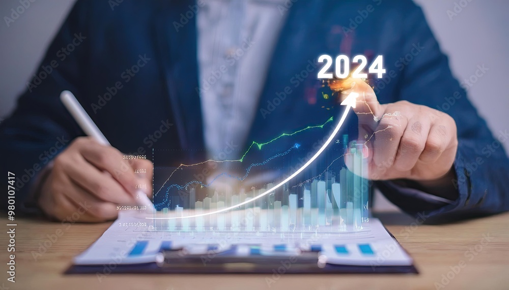 A business intends for business expansion and profit growth in 2024 after analyzing the trend market growth graph. A business intends for business expansion and profit growth in 2024 after analyzing the trend market growth graph.