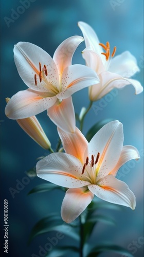 Floral Enchantment: Delicate Lilies Dancing in the Breeze