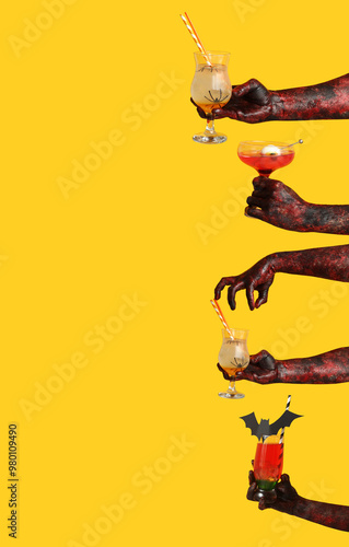 Many hands of zombies with ...
