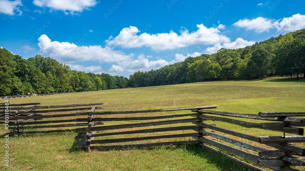 Beautiful views at Kennesaw Mountain National Battlefield park, Georgia. Visitors have many options to hike, walk, jog around the beautiful hilly streets or path inside the woods. Beautiful views at Kennesaw Mountain National Battlefield park, Georgia. Visitors have many options to hike, walk, jog around the beautiful hilly streets or path inside the woods.