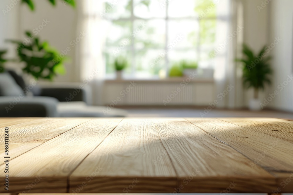 Empty table with minimalist clean living room background , ai Empty table with minimalist clean living room background , ai