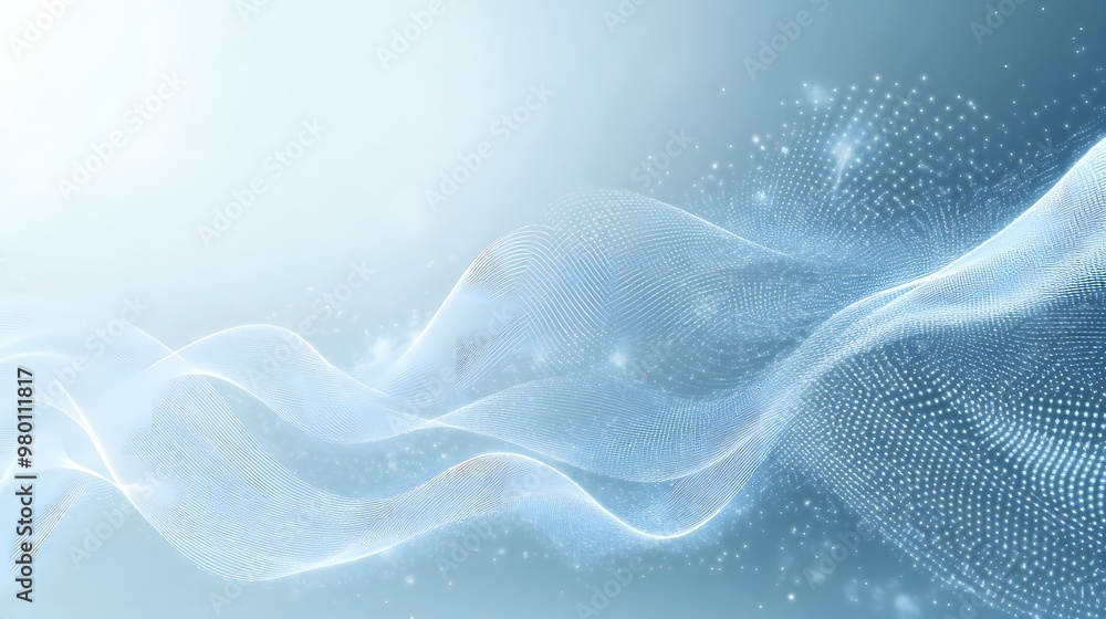 Abstract Blue Background with Wavy Grid Pattern and Glowing Dots Abstract Blue Background with Wavy Grid Pattern and Glowing Dots