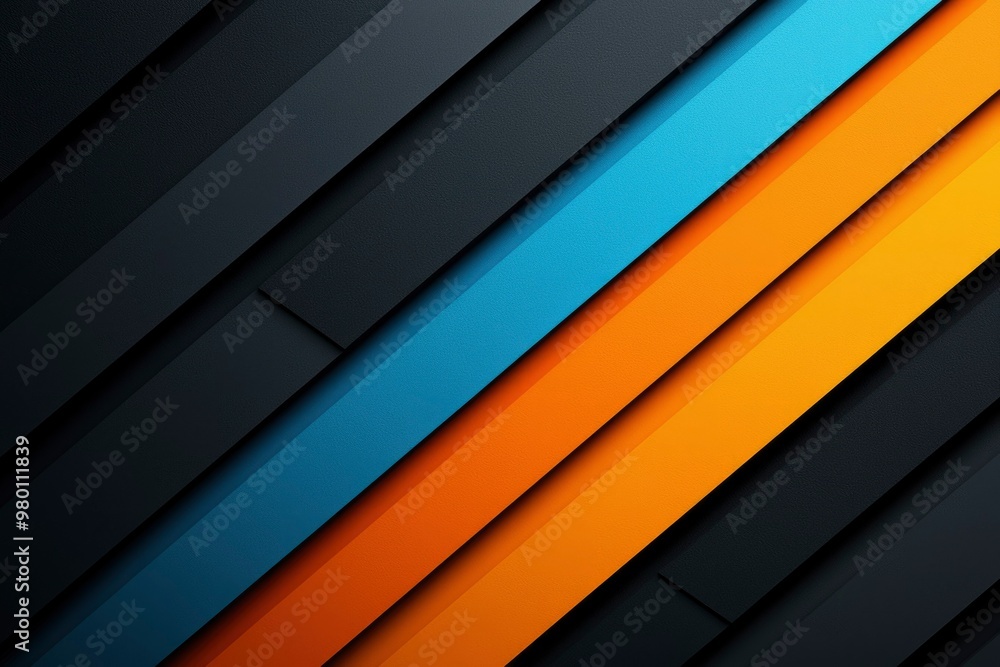 Abstract Diagonal Stripes in Blue, Orange, and Black Abstract Diagonal Stripes in Blue, Orange, and Black