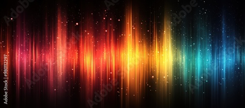 Abstract Rainbow Lights with Starry Sky