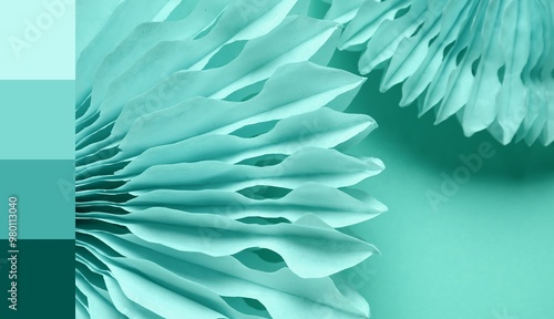 Paper flowers on mint backg...