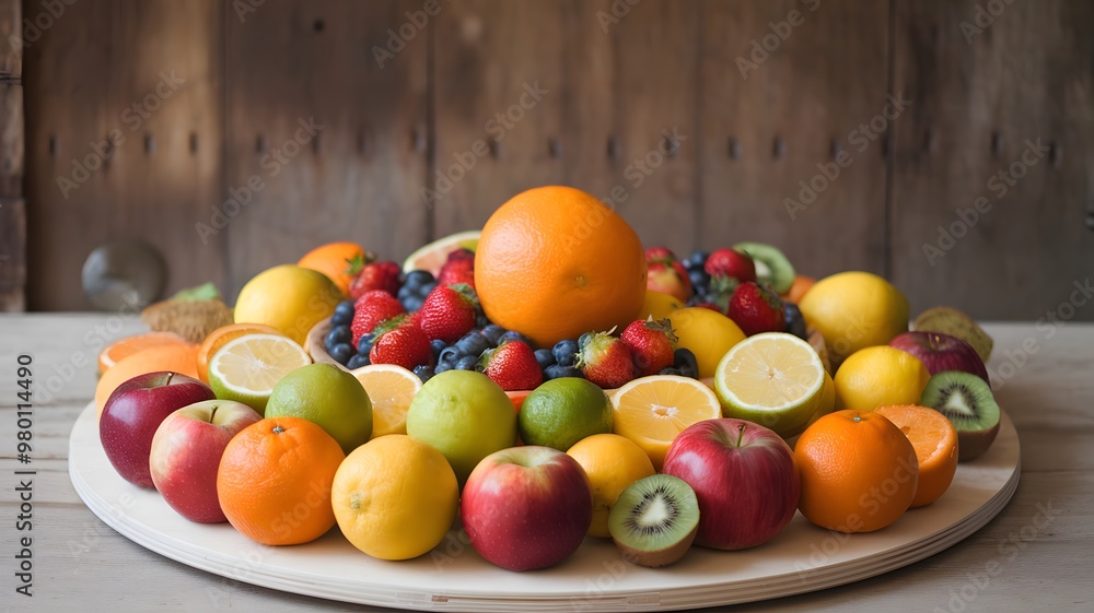 Nutrient Rich Fruit Medley: A Wooden Board Bounty Nutrient Rich Fruit Medley: A Wooden Board Bounty