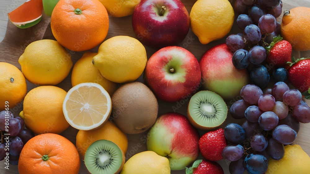 Nutrient Rich Fruit Medley: A Wooden Board Bounty Nutrient Rich Fruit Medley: A Wooden Board Bounty