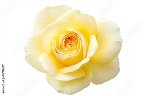 Fresh beautiful yellow rose isolated on white background with clipping path, ai