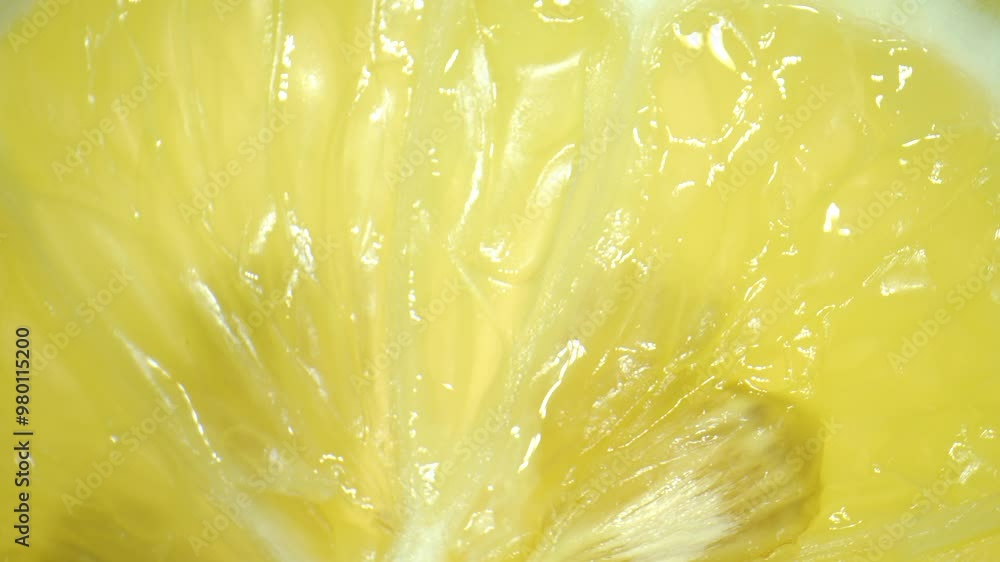 Close up sliced lemon spinning Close up sliced lemon spinning