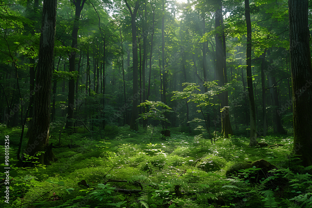 Lush greenery in forest light Lush greenery in forest light
