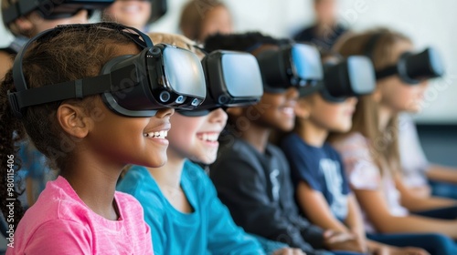 Group of People Using Virtual Reality Headsets in a Conference or Training Session