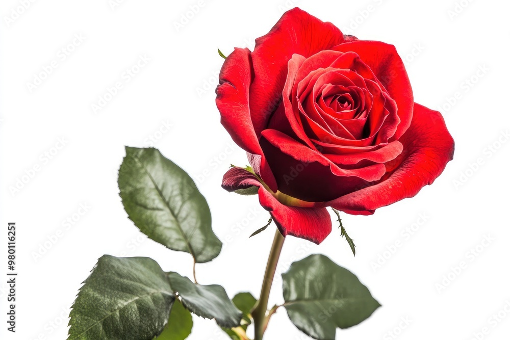 Red Rose Flower. Red Rose against on isolate white background. clipping path, ai Red Rose Flower. Red Rose against on isolate white background. clipping path, ai
