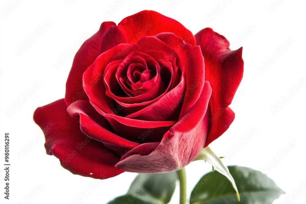 Naklejka premium Red Rose Flower. Red Rose against on isolate white background. clipping path, ai
