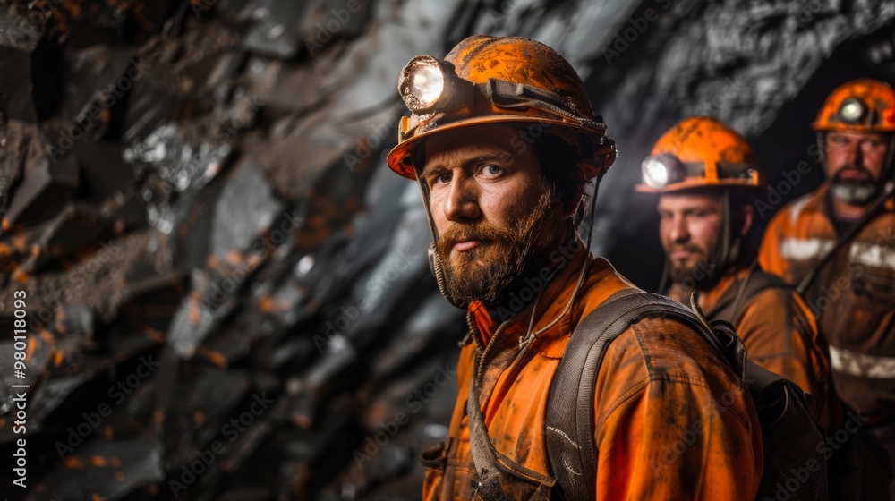 group of miners watching the camera in a mine group of miners watching the camera in a mine
