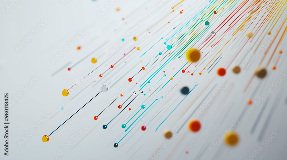 Abstract white background with Colorful geometric and circle lines. Digital future technology . Abstract business connection of lines from nodes innovation of communication in the network.
Abstract white background with Colorful geometric and circle lines. Digital future technology . Abstract business connection of lines from nodes innovation of communication in the network.