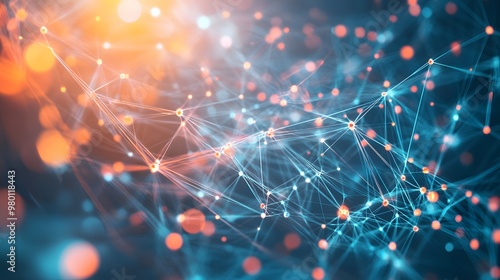 Wallpaper Mural Abstract Network of Glowing Lines and Points Torontodigital.ca