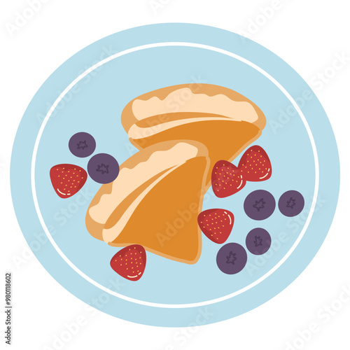 Crepes with fresh blueberries and honey