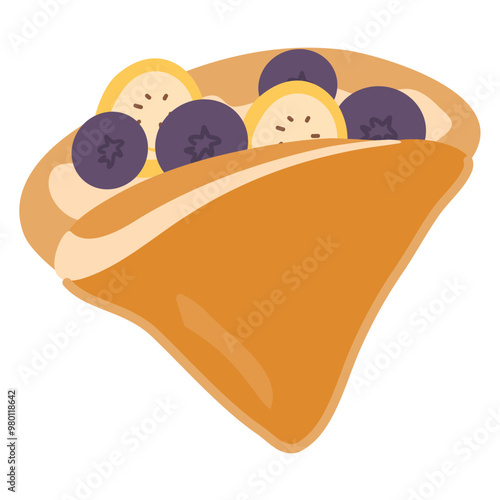 Crepes with fresh blueberries illustration