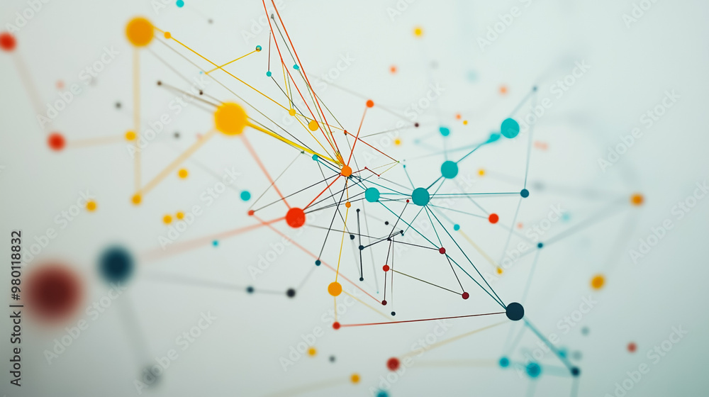 Abstract white background with Colorful geometric and circle lines. Digital future technology . Abstract business connection of lines from nodes innovation of communication in the network.
Abstract white background with Colorful geometric and circle lines. Digital future technology . Abstract business connection of lines from nodes innovation of communication in the network.