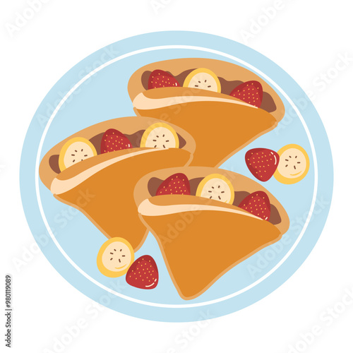 Peanut Butter Crepes Stuffed with Strawberries and Bananas