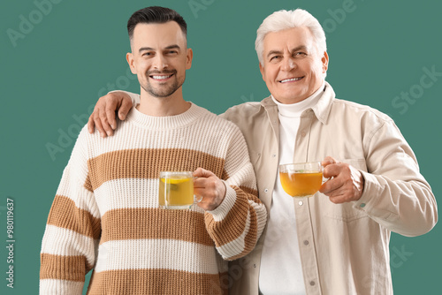 Young man with his father d...