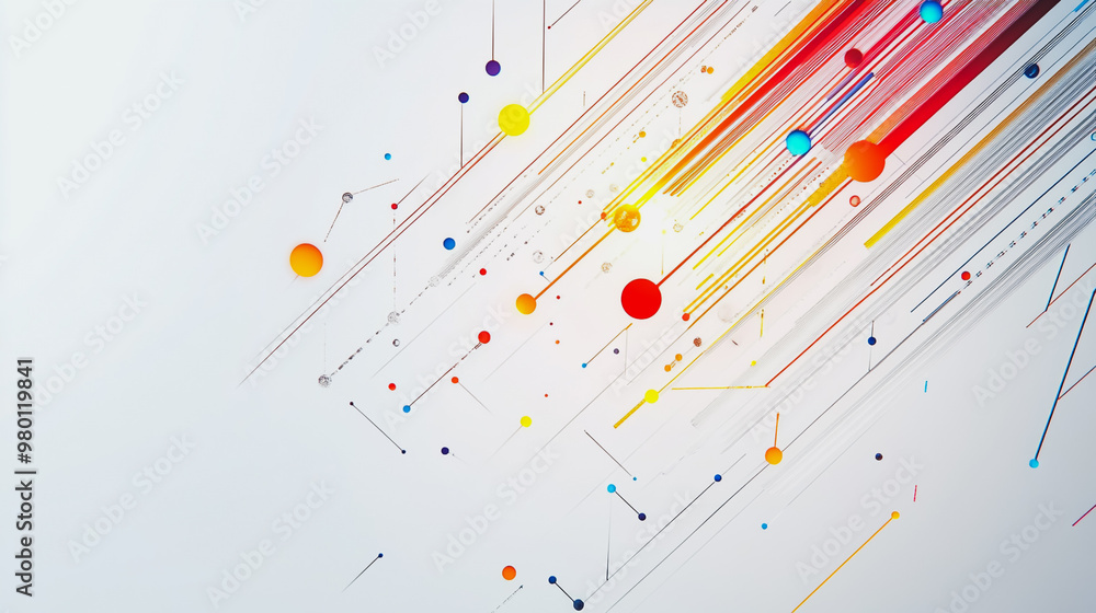 Abstract white background with Colorful geometric and circle lines. Digital future technology . Abstract business connection of lines from nodes innovation of communication in the network.
Abstract white background with Colorful geometric and circle lines. Digital future technology . Abstract business connection of lines from nodes innovation of communication in the network.
