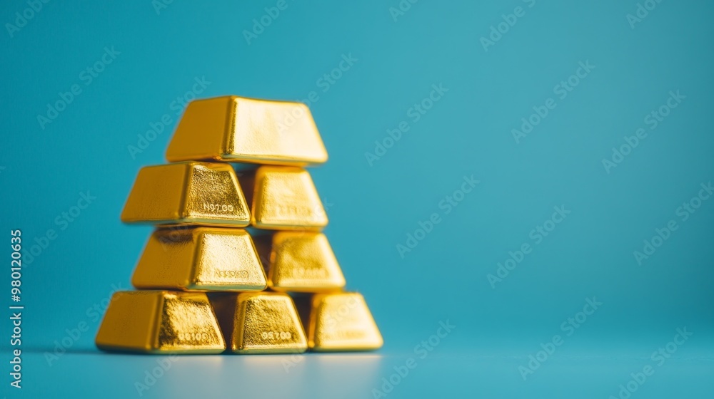 Golden Investment, a visual exploration of gold bullion and financial symbols, conveying the security and elegance of investing in precious metals within a minimalist environment. Golden Investment, a visual exploration of gold bullion and financial symbols, conveying the security and elegance of investing in precious metals within a minimalist environment.