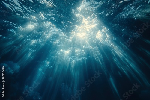 Underwater Sunbeams Illuminating the Ocean Depths