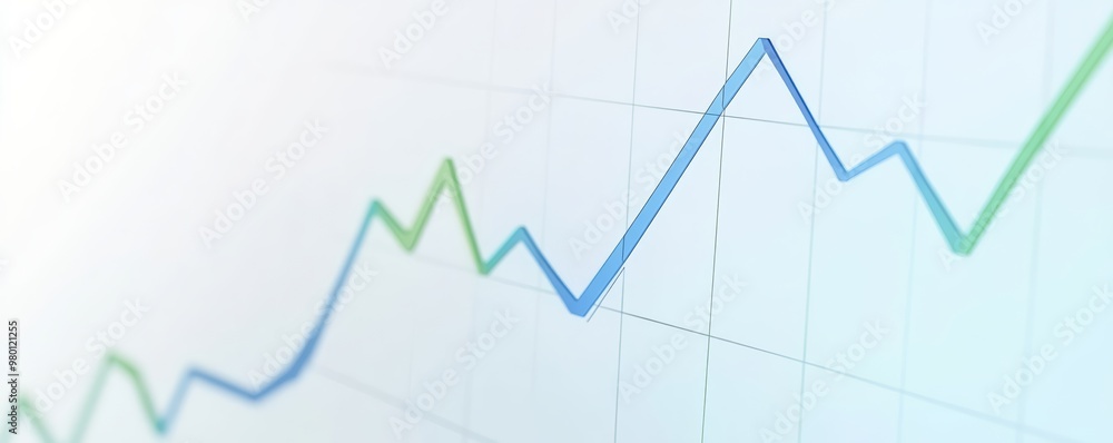Financial forecasting graph, upward trend line, blue and green gradient, isolated on white background Financial forecasting graph, upward trend line, blue and green gradient, isolated on white background