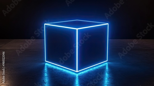 Futuristic Neon Box with Vibrant Glowing Lights photo